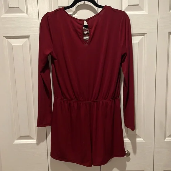 One Clothing Long Sleeve Burgundy Romper - Picture 4 of 6